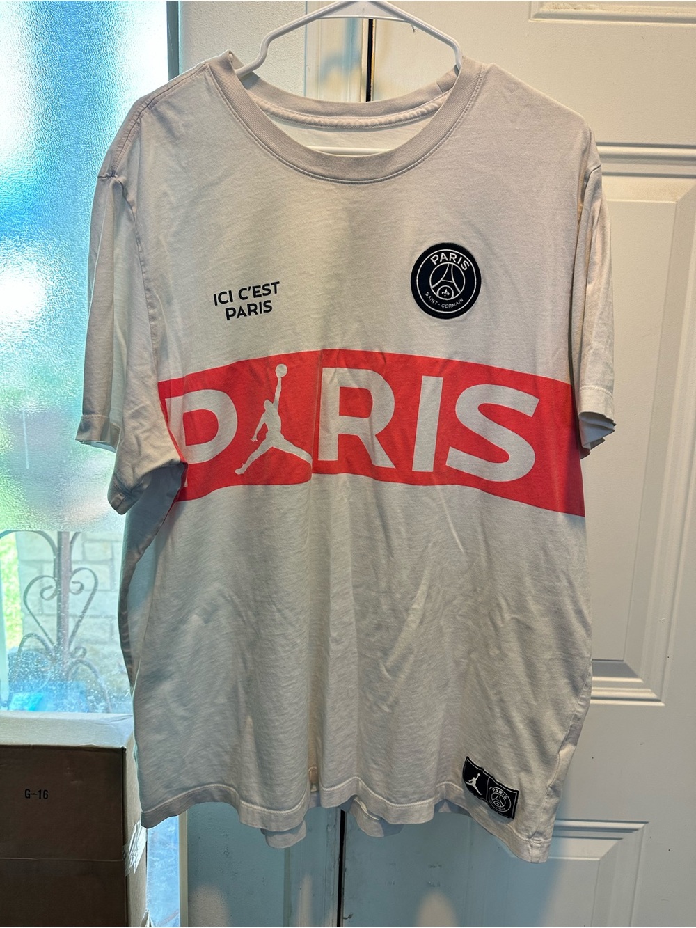 Jordan x PSG Paris Patch Tee - White with Black Patch Shirt